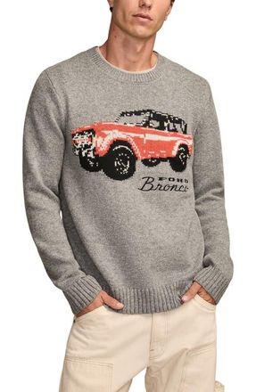 Lucky Brand Bronco Graphic Cotton Blend Sweater in Medium Heather Grey at Nordstrom, Size Xx-Large