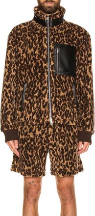Amiri Printed Bandana Fleece Jacket In Brown Tan