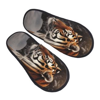 Generic Camping Slippers Tiger Portable Fleece Slippers Breathable Cotton Slipper For Women Room Home L