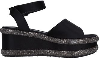 Casadei Wedges - Dames - Sleehakken - Zwart - 37 EU - Satijn - Schoenen