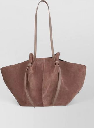 Yuzefi mochi suede shoulder bag long handles