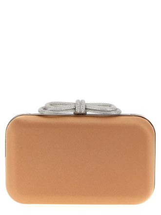 Mach & Mach Womens Double Bow Satin Clutch
