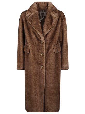 Sword 6.6.44 Classic Tailored Faux Fur Coat with Notched Lapel and Flap Pockets