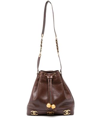 Chanel Borsa a secchiello Triple CC anni 90 - Marrone