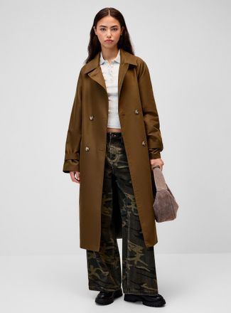 Twik Womens Marbled-button twill Trench Coat