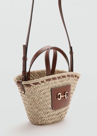 Mango Borsa piccola fibra naturale marrone medio - Donna - Taglia unica - MANGO