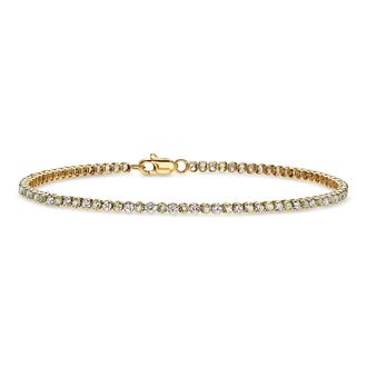 RS Pure by Ross-Simons Green Sapphire and Lab-Grown Diamond Tennis Bracelet in 14kt Yellow Gold