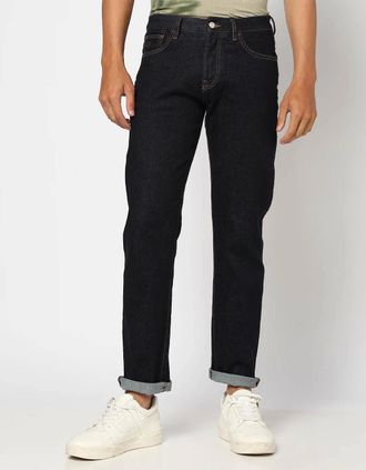 A|X Armani Exchange Mens Armani Exchange Mens J16 Straight Fit Jeans - Blue Denim MB001 - Black - Size: 32/32