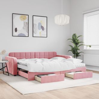 vidaXL Vidaxl - Sof&aacute; Cama Nido Con Cajones Terciopelo Rosa 90x200 Cm