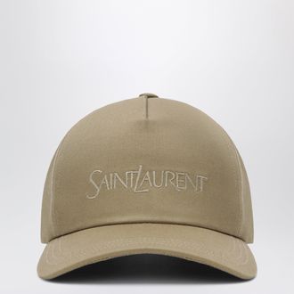 Saint Laurent Cappello da baseball beige con ricamo logo