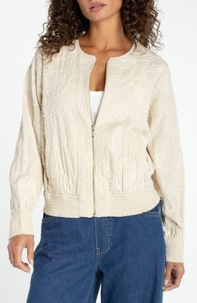 Liverpool Floral Embroidered Jacket in Pale Sand St at Nordstrom, Size X-Large P