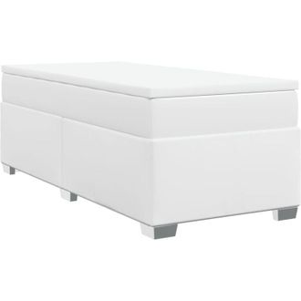 vidaXL Cama Box Spring Con Colch&oacute;n Cuero Sint&eacute;tico Blanco 90x190 Cm Vidaxl