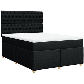 vidaXL Vidaxl - Cama Box Spring Con Colch&oacute;n Tela Negro 140x190 Cm