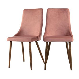Rendez-Vous D&eacute;co Set de 2 sillas de terciopelo rosa