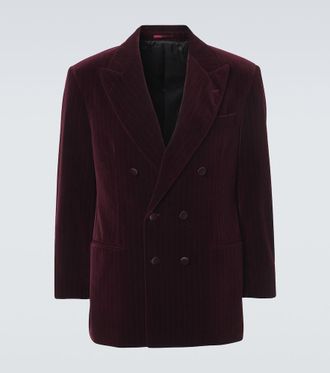 Brunello Cucinelli Pinstripe cotton velvet double-breasted blazer