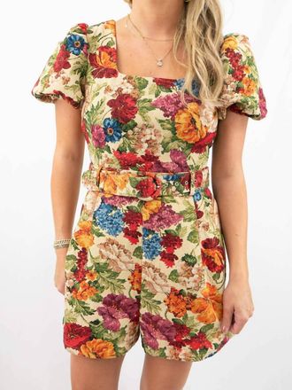 Entro Grandmas Couch Floral Print Romper In Multicolor