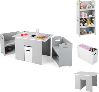 Costway Costway Juego De Mesa Y Sillas Infantiles 4 En 1, Mesa De Actividades Para Ni&ntilde;os Con 2 Sillas Apilables, Tapa Desmontable, Cubo De Almacenamiento, Par