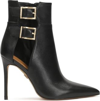 Kazar Leren laarzen met uitgesneden bovendeel - Dames - Laarzen met Hak - Zwart - 36 EU - Leer - Schoenen