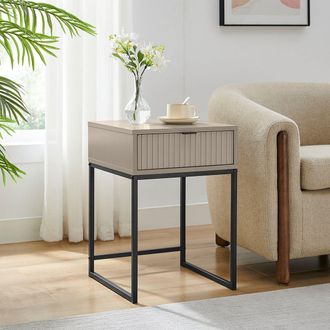 Melody Maison One Drawer Bedside Table - Hesley Taupe Stone Range in Grey