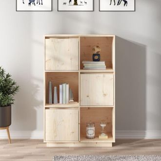 Berkfield Home Highboard 74x35x117 cm Solid Wood Pine in Brown | Size: 74 x 35 x 117 cm