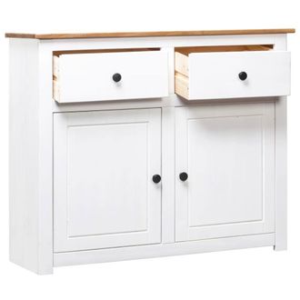 Berkfield Home Sideboard White 93x40x80 cm Solid Pinewood Panama Range | Size: 93 x 40 x 80 cm