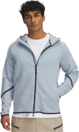 Under Armour Mens Unstoppable Hooded Full Zipper Textured Zipped Pocket Jacket in Blue - Size Small