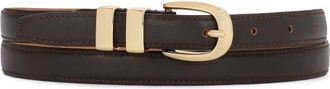 Kazar Bruine smalle riem met gouden metalen - Dames - Riemen - Bruin - 90 CM - Leer - Accessoires