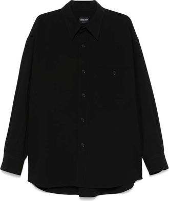 Giorgio Armani Giacca-camicia in lana vergine con tasche - Nero