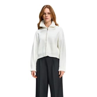 Riani Ribbed Knit Jacket With Zipper - Dames - Truien - Wit - Maat: S Viscose