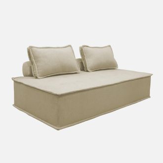 Sweeek Sweeek - Sof&aacute; Modular En Tela Lisa, 2 Plazas, Dao, Beige, 180x90x78 Cm
