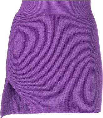 Laneus asymmetric cotton-blend ribbed-knit miniskirt - women - Cotton/Lycra - 42 - Purple
