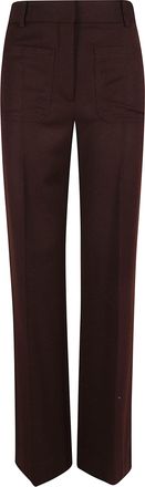 Victoria Beckham Refined Burgundy Wool Blend Flared Trousers