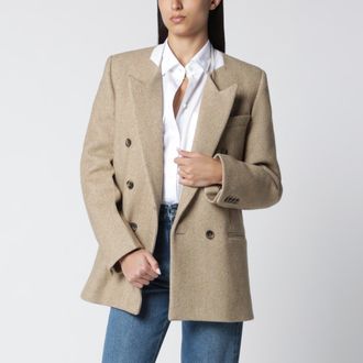 Victoria Beckham Giacca Beatrice doppiopetto in lana color cammello