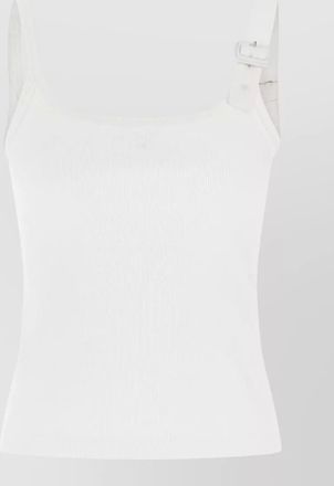 Courr&egrave;ges nineties buckle ribbed square neck top