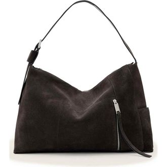 AllSaints Medium Alba Suede Shoulder Bag in Bitter Brown at Nordstrom
