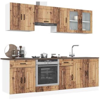 vidaXL Vidaxl - Mueble Cocina Kalmar Madera Vieja 8 Pzas Madera Contrachapada