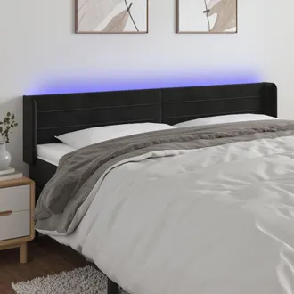 vidaXL Cabecero Con Led De Terciopelo Negro 163x16x78/88 Cm Vidaxl