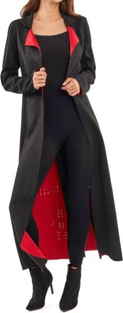 ADORE Cut Vegan Suede Outer Coat In Black/red