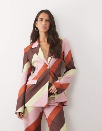 Asos blazer sartoriale coordinato a righe larghe-Multicolore