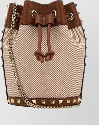 Valentino Garavani two-tone canvas rockstud bucket bag