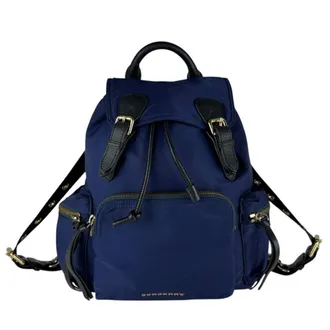 Burberry Black Navy Nylon Leather Backpack (Pre-Owned)