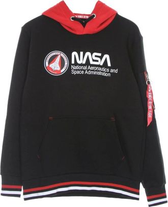 Alpha Industries Hoodies & sweatvesten, Heren, Zwart, S, Katoen, Nasa Retro Hoodie Zwart