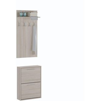 Dmora Mobile da Ingresso Sestola, Appendiabiti, Apertura a Ribalta, 2 Ante, 54x28x181h cm Marrone Olmo