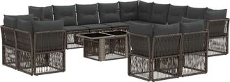 vidaXL Conjunto De Sof&aacute;s De Jard&iacute;n 14 Uds. Gris Rat&aacute;n Sint&eacute;tico Vidaxl