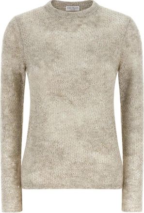 Brunello Cucinelli Truien - Dames - Ronde hals truien - Beige - S - Truien & Vesten