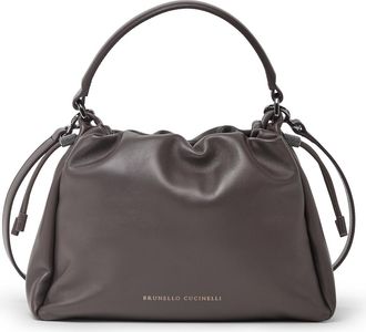 Brunello Cucinelli Small Soft Leather Mellow Bucket bag in Brown at Nordstrom