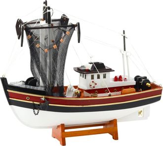 OEM Barco De Pesca Decorativo Coleccionable Con Red De Pesca, Modelo De 38x31 Cm