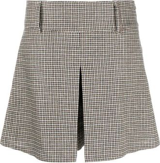 Brunello Cucinelli Womens Houndstooth Pleated Tailored Shorts, Size 6