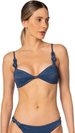 Kibys Sacred Sun Luxe Shimmer Praia Triangle Bralette Top in Shimmery Blue at Nordstrom, Size Medium
