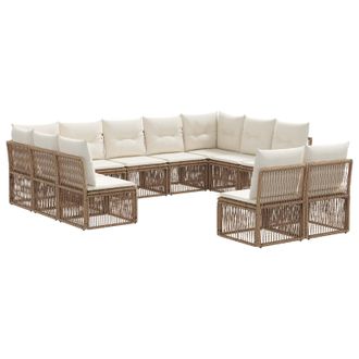 vidaXL Conjunto De Sof&aacute;s De Jard&iacute;n 11 Pcs Beige Rat&aacute;n Sint&eacute;tico Vidaxl